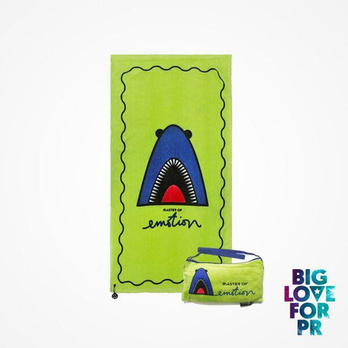 Biglove Cotton Beach Towel and Bag - Shark / Green