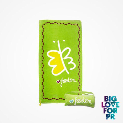 Biglove Cotton Beach Towel and Bag - Freedom / Green
