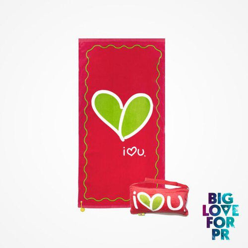 Biglove Cotton Beach Towel and Bag - Love / Red