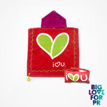 Biglove Beach Towel with Hoodie & Bag - Love / Red