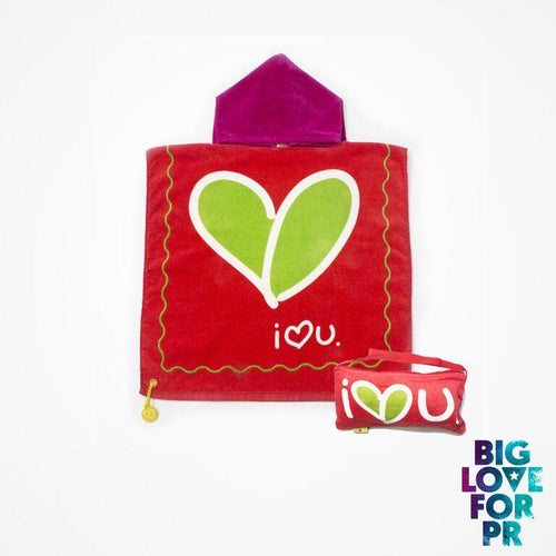 Biglove Beach Towel with Hoodie & Bag - Love / Red