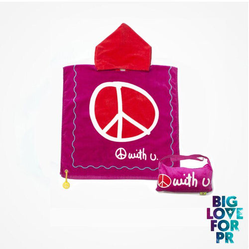 Biglove Beach Towel with Hoodie & Bag - Peace / Purple