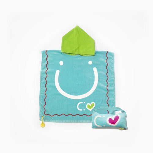 Biglove Beach Towel with Hoodie & Bag - Happiness / Blue
