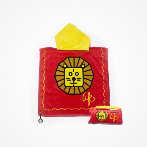 Biglove Beach Towel with Hoodie & Bag - Lion / Red