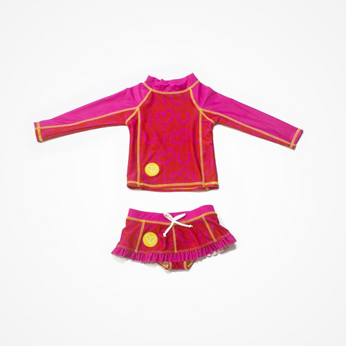 Biglove Swim Rashguard Shirt with Skirt - Love / Red