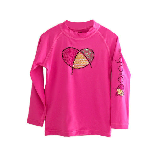 Biglove Swim Rashguard Shirt with Rhinestones Pink